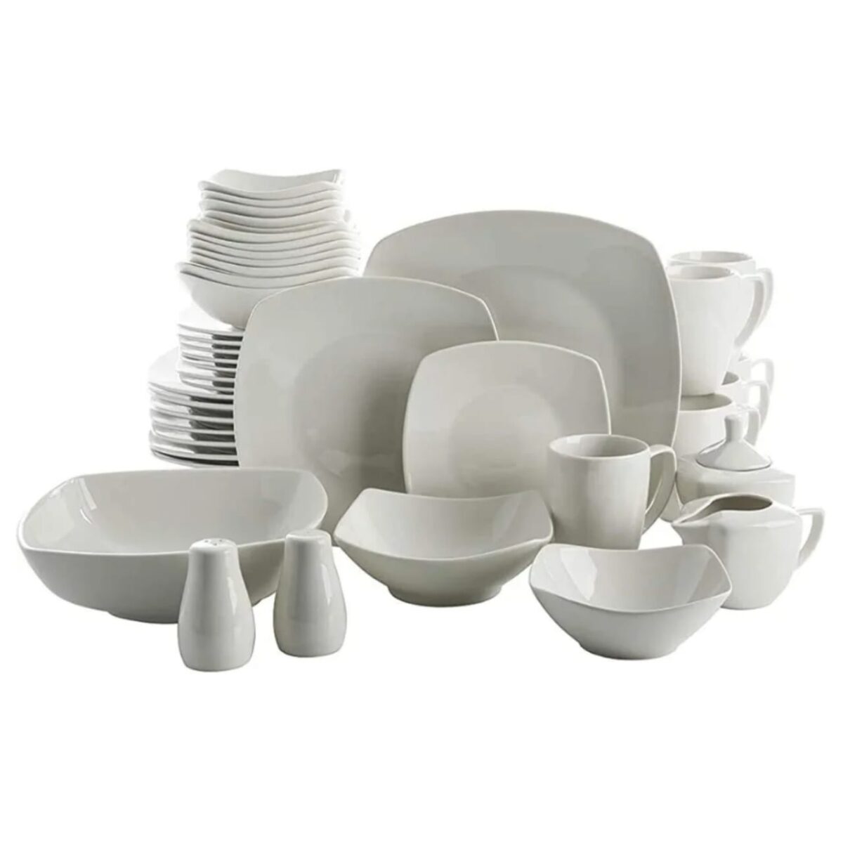 GIBSON HOME ZEN BUFFET SQUARE EMBOSSED PORCELAIN DINNERWARE SET FOR 6 (39PC)