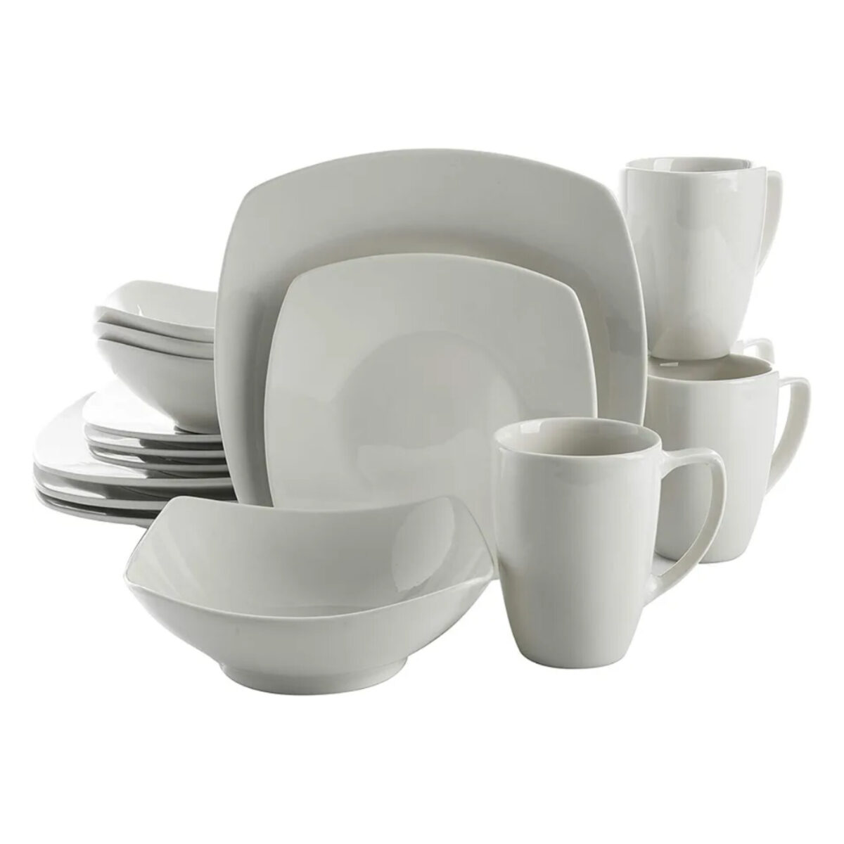 GIBSON HOME ZEN BUFFET SQUARE EMBOSSED PORCELAIN DINNERWARE SET FOR 6 (39PC)