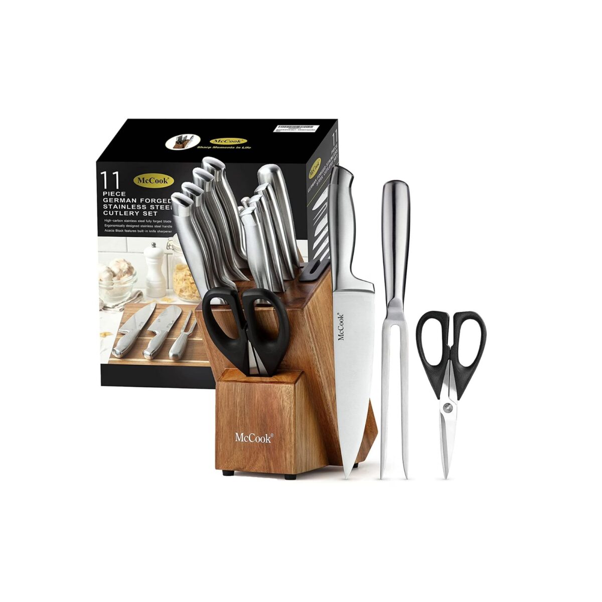 MCCOOK 11PC KNIFE SETS WITH BUILT-IN SHARPENER