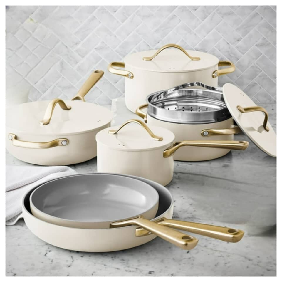MEMBER’S MARK 11PC CERAMIC COOKWARE SET CREAM