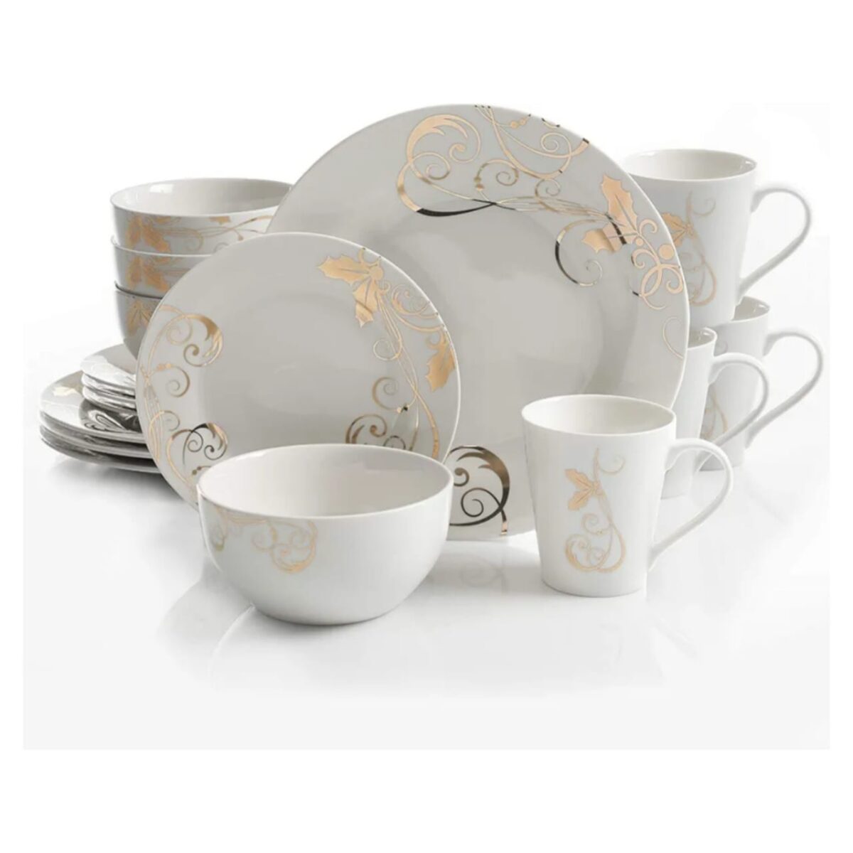 GIBSON HOME SEASONAL GOLD DINNERWARE SET FOR 4
