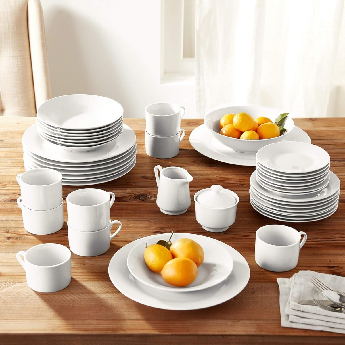 10 STRAWBERRY STREET SIMPLY ROUND 45PCS DINNERWARE SET WHITE