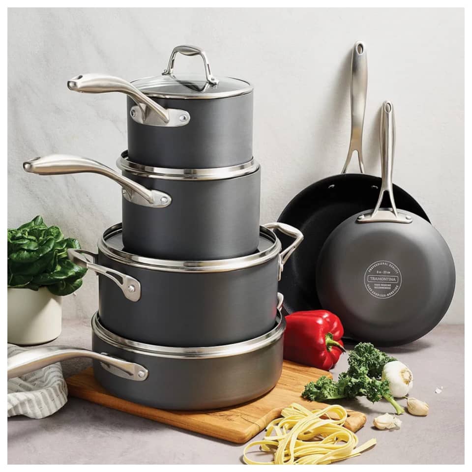TRAMONTINA HARD ANODIZED 10PCS COOKWARE SET