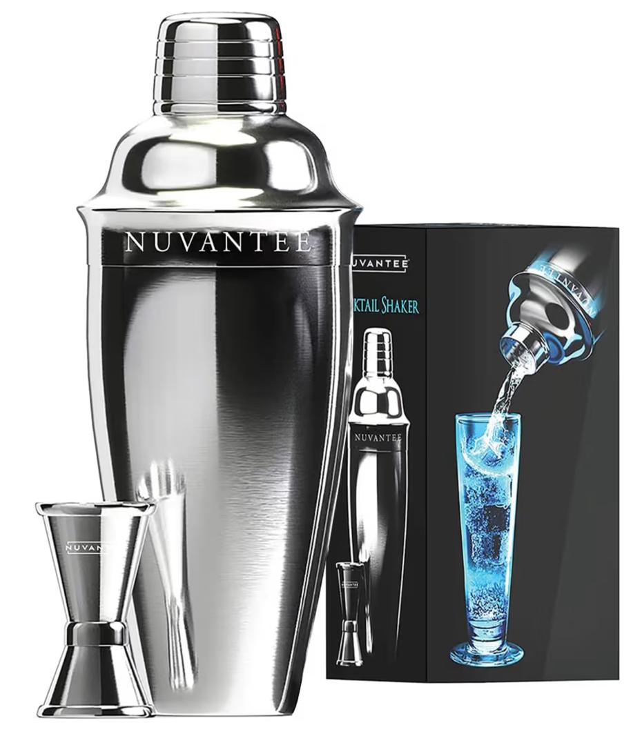 Nuvantee Cocktail Shaker Set with 1.5oz Double Measurer Jigger