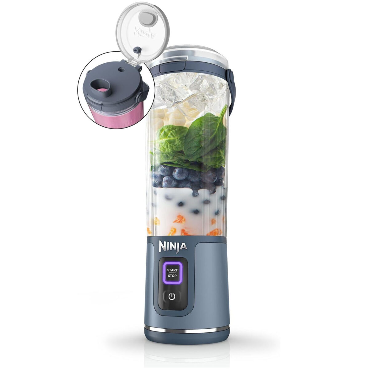 NINJA BLAST PORTABLE BLENDER 530ML LEAK-PROOF LID & SIP SPOUT DENIM BLUE