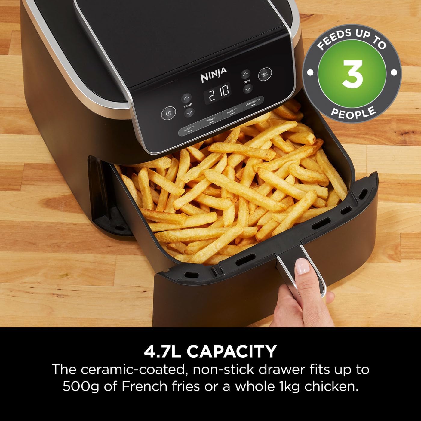 NINJA AIR FRYER PRO 4.7L SINGLE DRAWER 4-IN-1 AIR FRYER 7