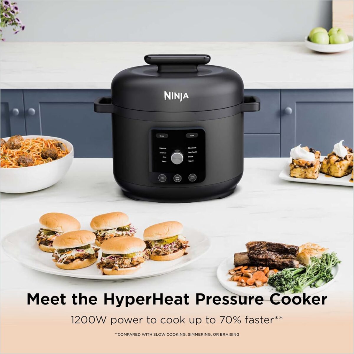 NINJA HYPERHEAT 9-IN-1 6L PRESSURE COOKER, SLOW COOKER AND RICE COOKER PC201UK