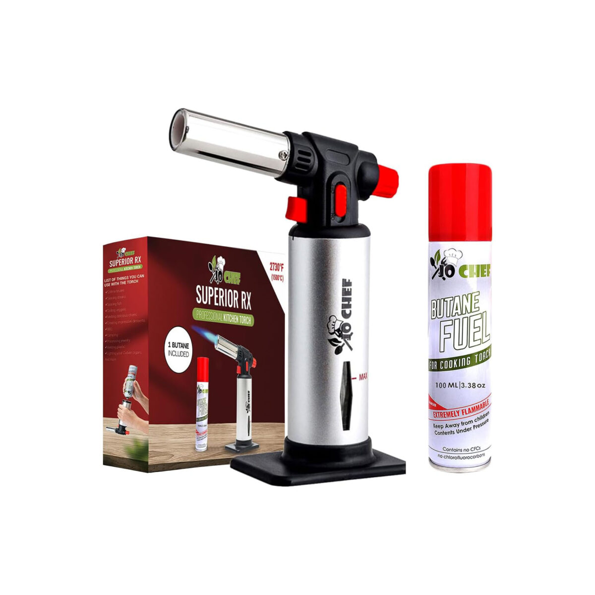 JO CHEF TOUCH LIGHTER AND BUTANE REFILL (BLACK)