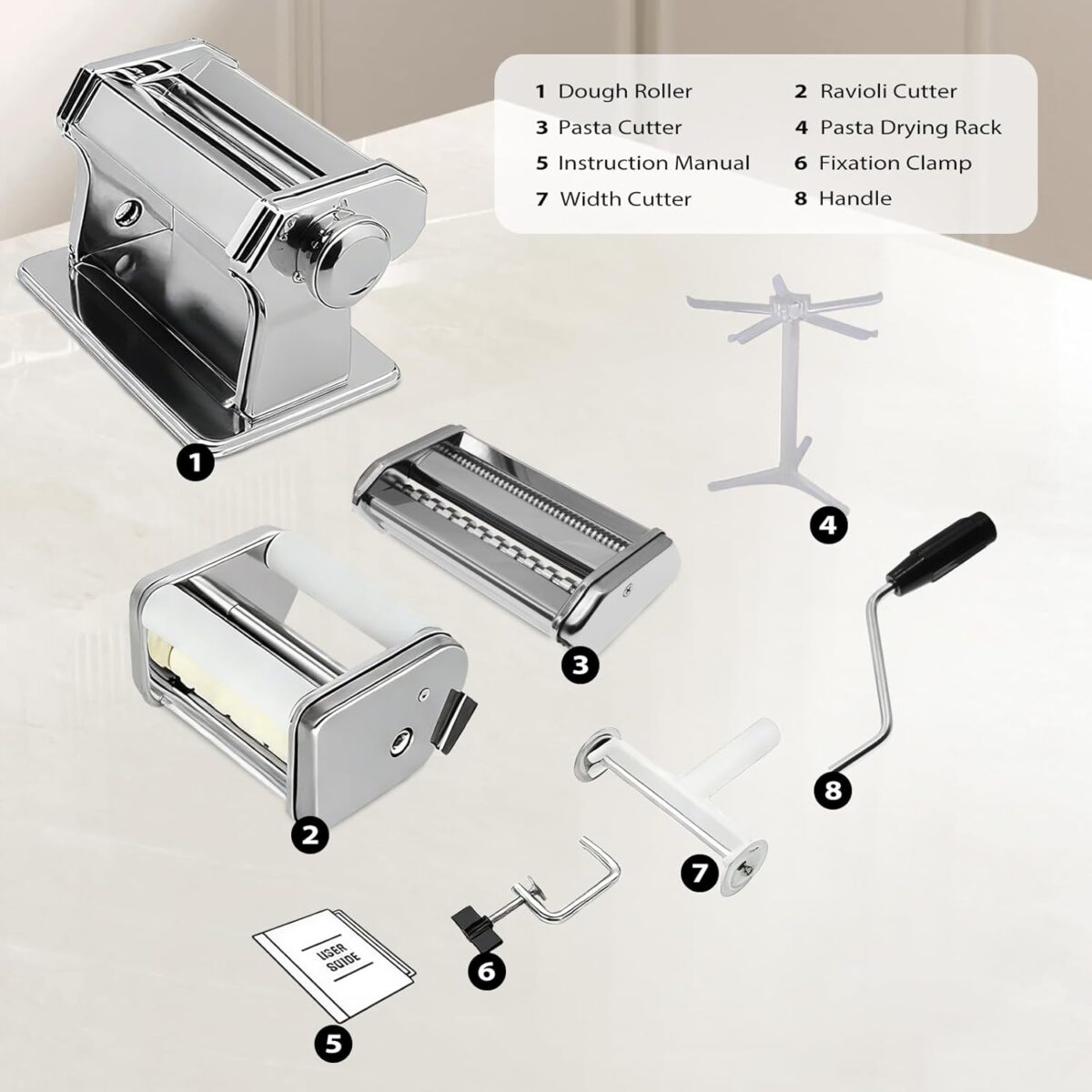 MZTOGR PASTA MAKER MACHINE WITH 9 ADJUSTABLE SETTING