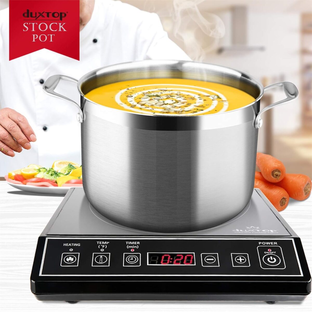 DUXTOP WHOLE 8Q CLAD TRI-PLY STAINLESS STEEL STOCKPOT WITH LID