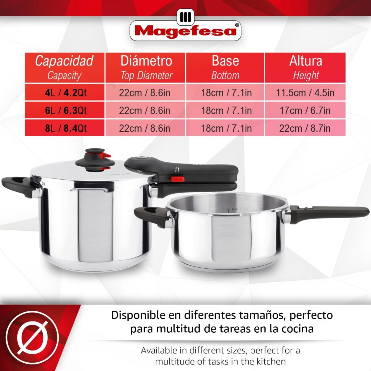 MAGE FESA EASY CLICK 8.5L STAINLESS STEEL STOVETOPS PRESSURE COOKER