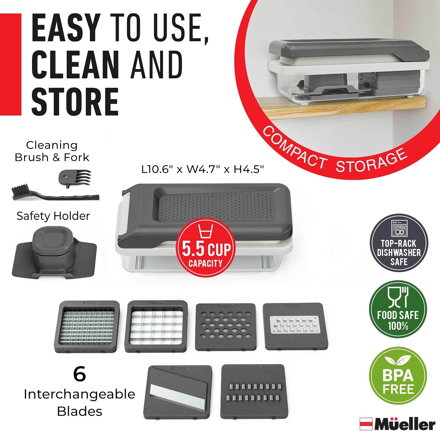 MUELLER 6 BLADES VEGETABLE CHOPPER MANDOLINE SLICER 6